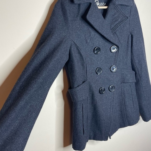 Guess wool blend grey peacoat winter coat - Picture 7 of 10